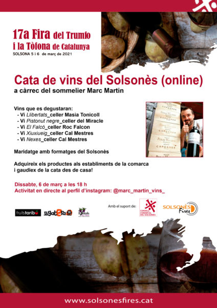 Cartell del tast de vins que tindrà lloc en motiu de la Fira del Trumfo de Solsona 2021